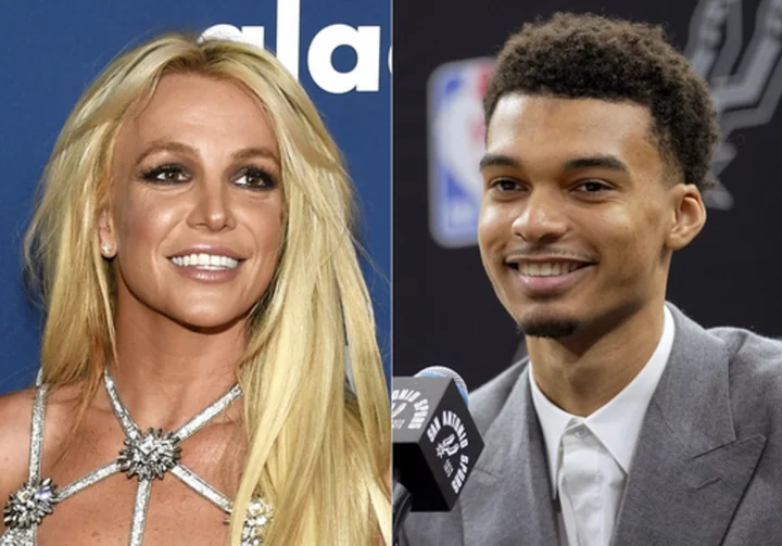 Video shows Britney Spears inadvertently hit herself in the face in Las Vegas Wembanyama encounter