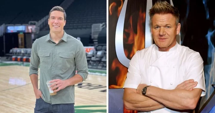 ‘GMA’ host Will Reeve stunned by celebrity chef Gordon Ramsay’s on-air antics as he throws beef on F1 track