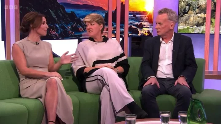 Clare Balding, Coleen Rooney and Frank Skinner discussing service stations is the most bizarre watch