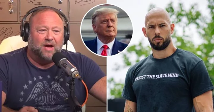 Alex Jones discusses Andrew Tate's views on being labeled 'most demonized person' outshining Donald Trump, Internet calls them 'a**holes'