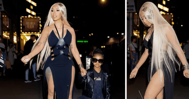 Cardi B flaunts her curves in an edgy dress and 'sharp' shoes during outing with Kulture in NYC