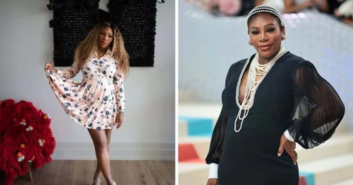'Baby on board': Serena Williams shows off baby bump in peach mini dress days after revealing 2nd pregnancy